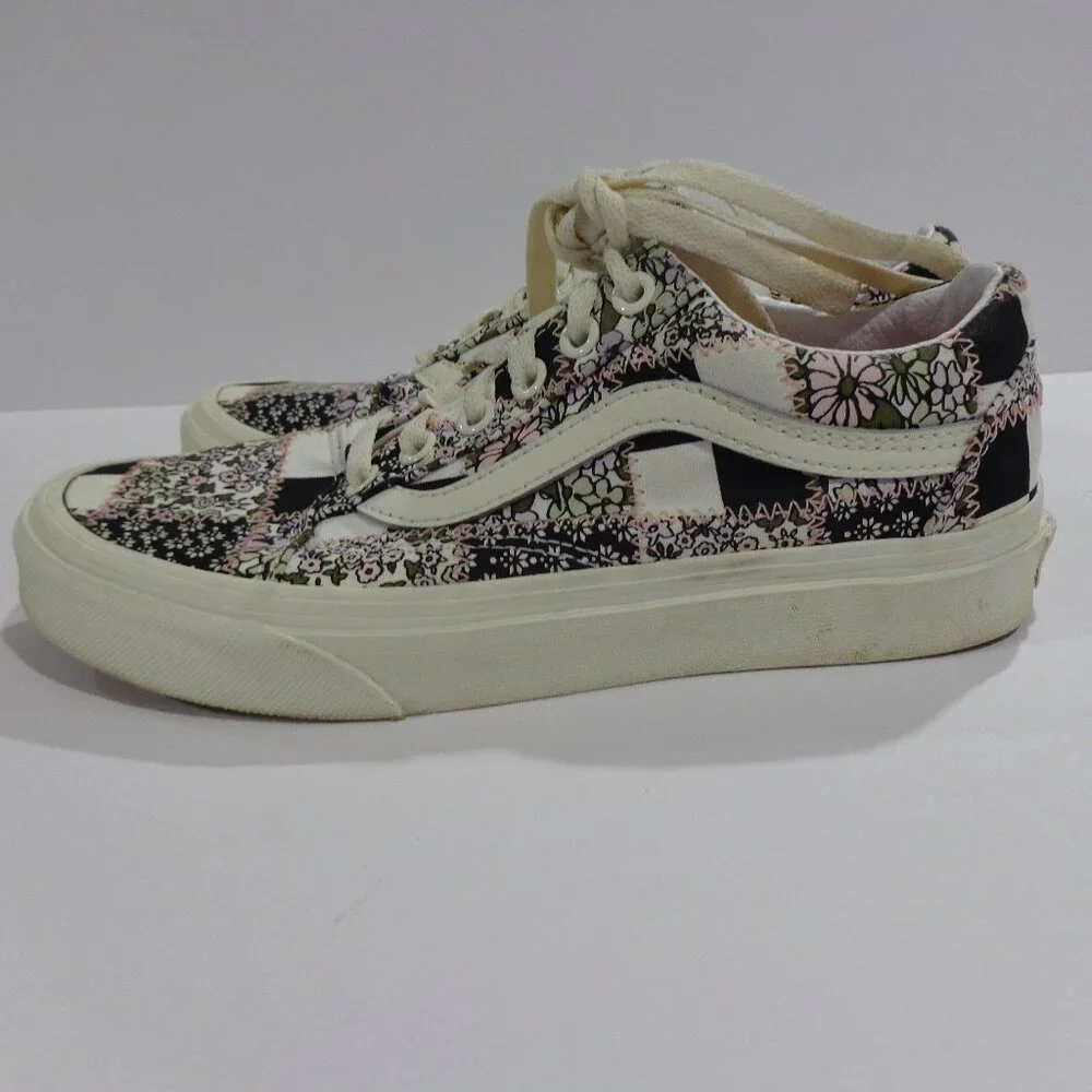Vans Old Skool Sneaker Shoes Patchwork Floral Low Top‎ Black Sz Women 6 Men 4.5